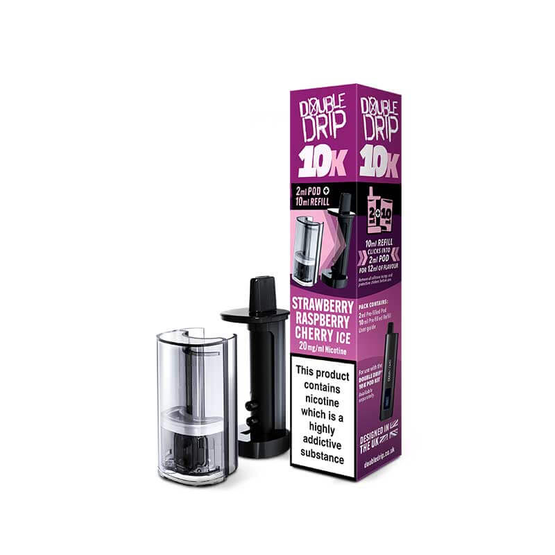 Double Drip 10K Strawberry Raspberry Cherry Ice Prefilled Pod