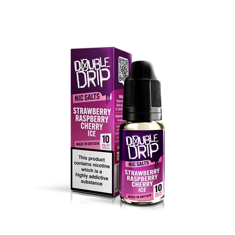 Double Drip Strawberry Raspberry Cherry Ice Nic Salt E-liquid 10ml