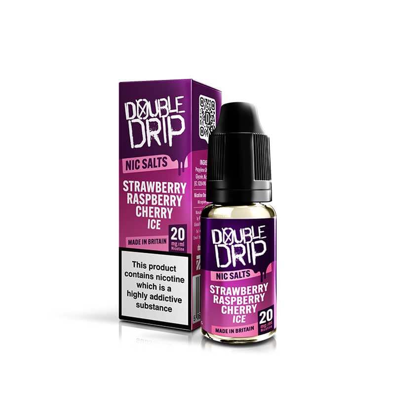 Double Drip Strawberry Raspberry Cherry Ice Nic Salt E-liquid 10ml