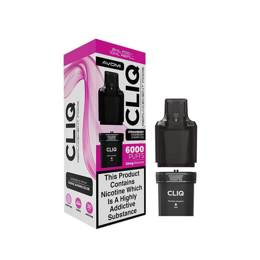 Avomi CLIQ Strawberry Raspberry Cherry Ice Prefilled Pod + Refill